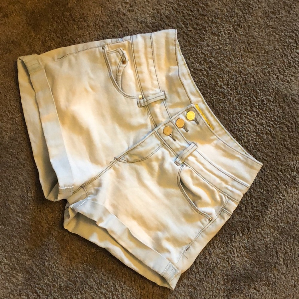 light wash high-waisted shorts